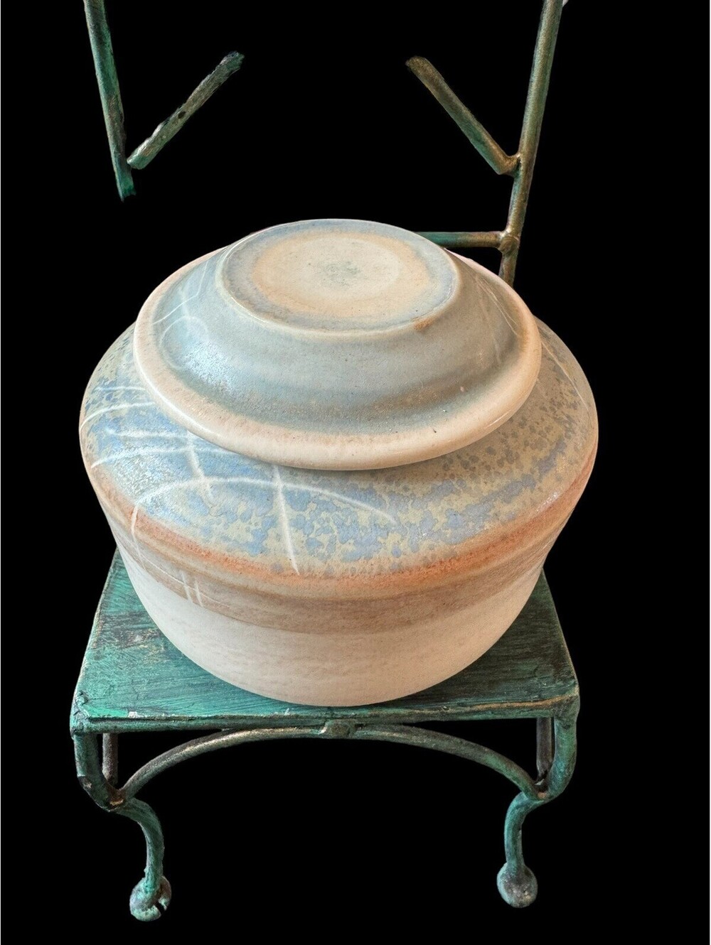 Vintage SherryMike Potter Crock With Lid. Artist Signed. Clay W/ Glaze OOAK